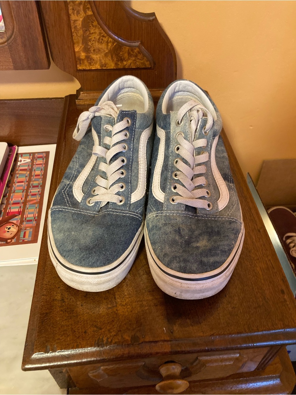 Vans Blue Denim Low-Top Sneakers with White Stripe